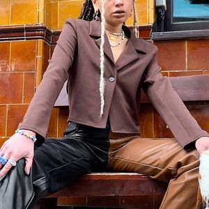 ASOS DESIGN Brown Cropped Blazer